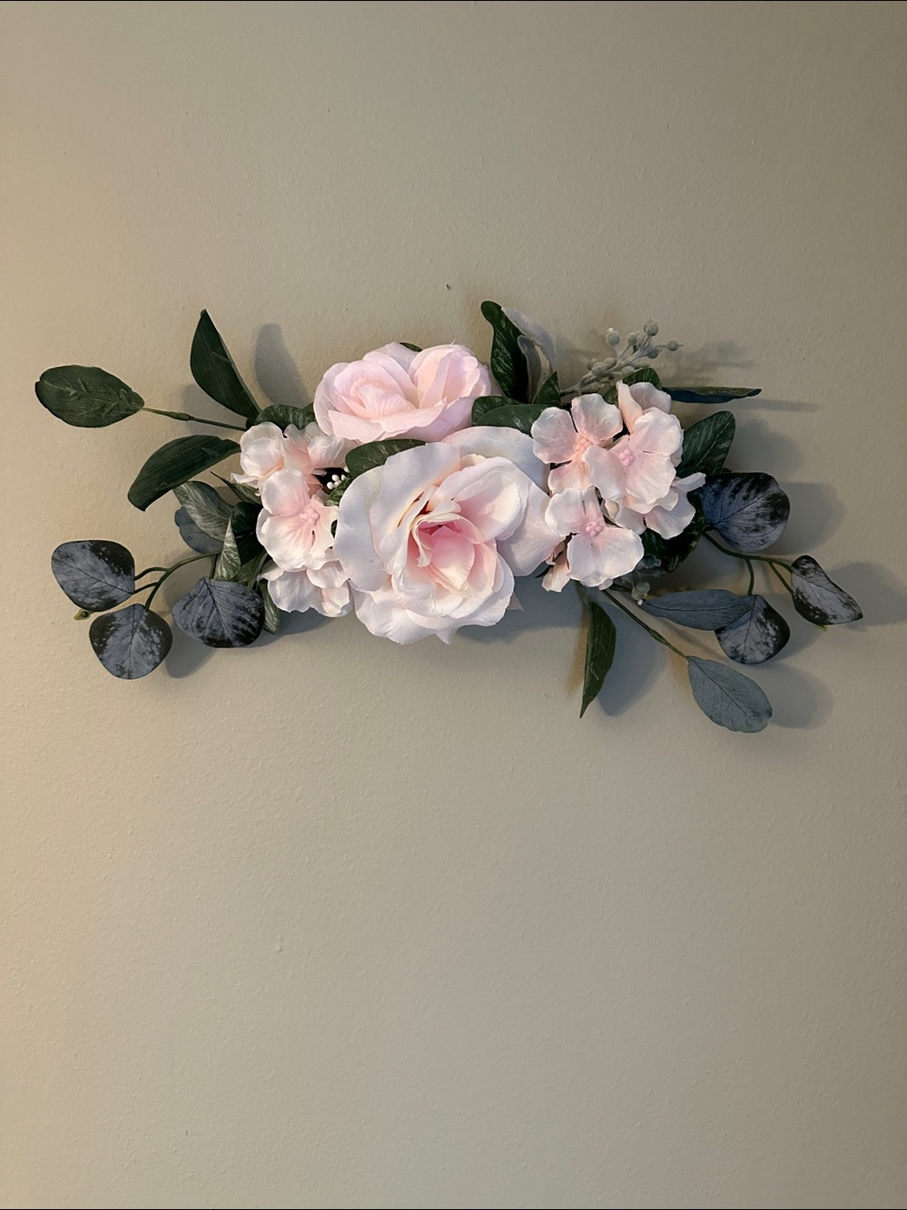 Faux 18" Blush Pink Swag with Artificial Rose Flowers NWOT - Picture 4 of 9